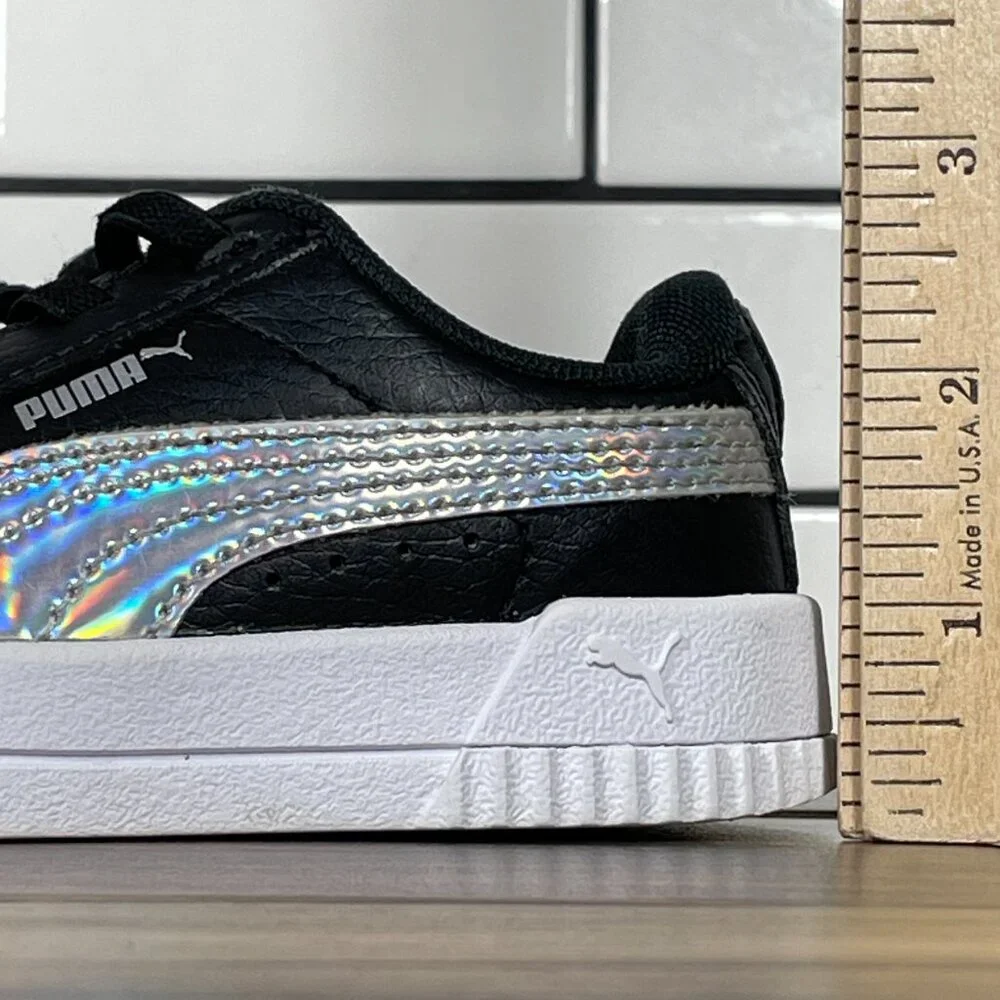 Puma Carina Rainbow AC Toddler Boys Size 8C Shoes Black Slip On Sneakers